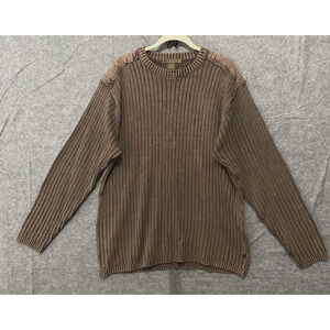 Xtreme Extreme Gear XG Ribbed Sweater Mens XL Brown Shoulder Patch Y2K Skate VTG
